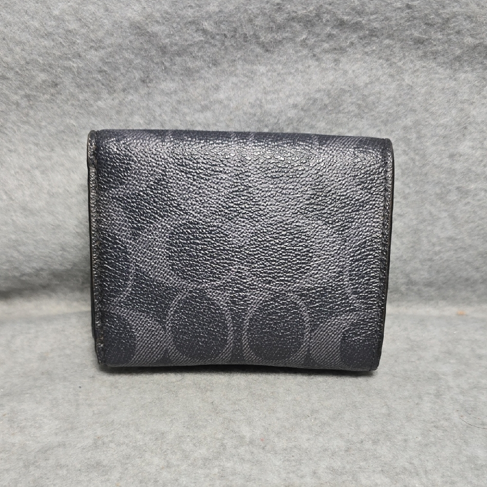 Coach Compact Tri-fold Navy Signature Wallet - Picture 2 of 16